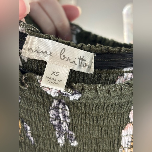 Stitch Fix Nine Britton Green Floral Maxi Tie Strap Smocked Dress - Picture 5 of 6